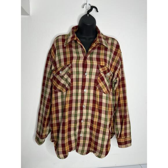 Vintage Oshkosh Flannel Multicolor Button Down Men’s Size Large